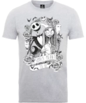 Image of Disney The Nightmare Before Christmas Jack Skellington And Sally Grey T-Shirt - L