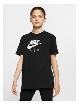 Image of Nike Girls Air Oversized T-Shirt - Black Size M 10-12 Years, Women