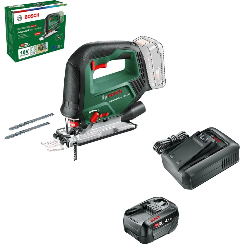 Image of Bosch ADVANCEDSAW 18V-140 P4A 18v Cordless Jigsaw ADVANCEDSAW 18V-140 P4A Batteries: 1 x 4ah Li-ion