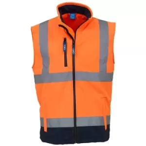 image of Yoko Mens Hi Vis Softshell Bodywarmer / Workwear (2XL) (Hi Vis Orange/Navy) - Hi Vis Orange/Navy