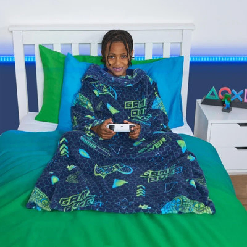 Image of OHS OHS Kids Fleece Blanket Sleeves Arms Wearable Soft Cosy Plush Warm Throw in Pale Green Pale Green One Size Unisex 5027434211722