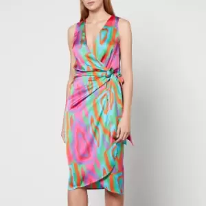 Image of Never Fully Dressed Reeve Vienna Satin-Crepe Midi Wrap Dress - XL