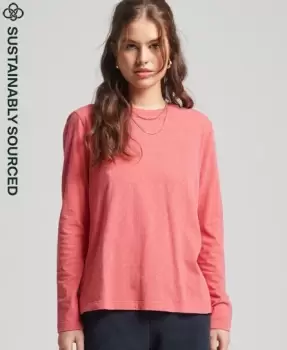 Image of Superdry Womens Organic Cotton Vintage Logo Embroidered Top Cream / Coral Marl - Size: 10