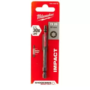 Image of Milwaukee SHOCKWAVE TX20 90mm Impact Screwdriver Bit - N/A