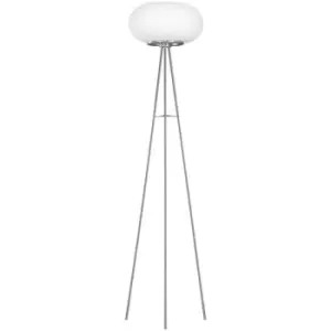 image of Netlighting Optica 2 Light Floor Lamp Satin Nickel with White Opal Glass, E27