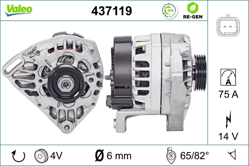 Image of VALEO 437119 Generator Alternator Charging Current: 75A, Voltage: 14V Alternator (4)