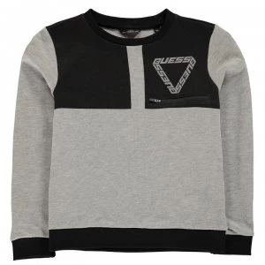 image of Guess Logo Zip Sweatshirt - Grey LHY