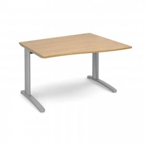 image of TR10 Right Hand Wave Desk 1200mm - Silver Frame Oak Top