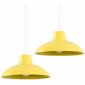 image of Minisun - 2 x Civic Metro Ceiling Light Shades - Mustard - No Bulb