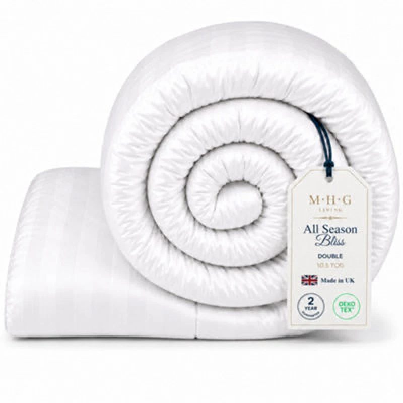 Image of MHG Living 10.5 Tog All Season Duvet - Hotel Quality Striped Microfibre Duvet, Breathable & Hypoallergenic - Double