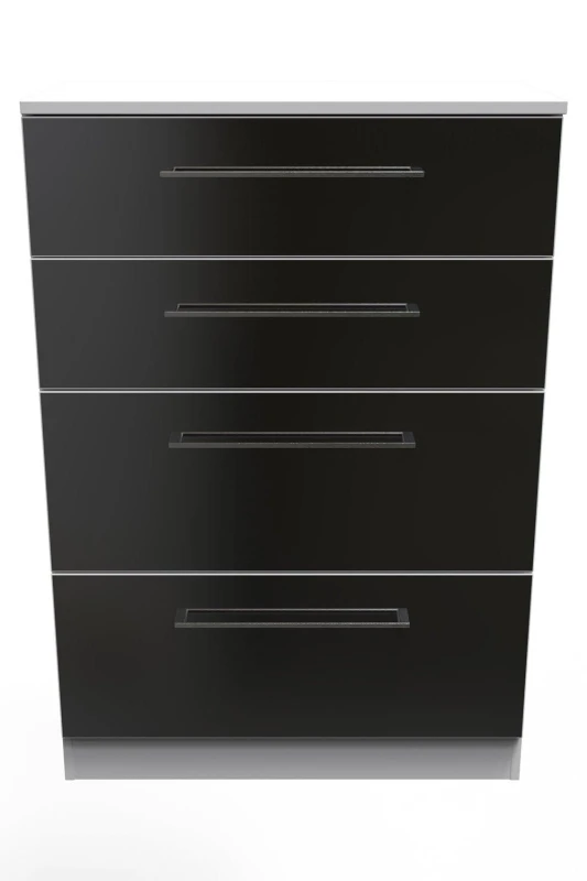 Image of Chester 4 Drawer Deep Chest In Black & White (Ready Assembled)