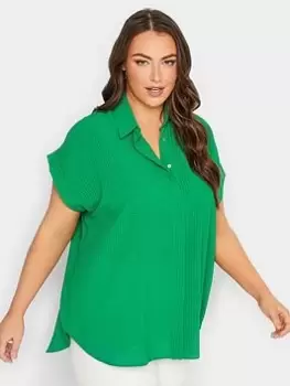 Image of Yours Collared Short Sleeve Shirt, Green, Size 20, Women