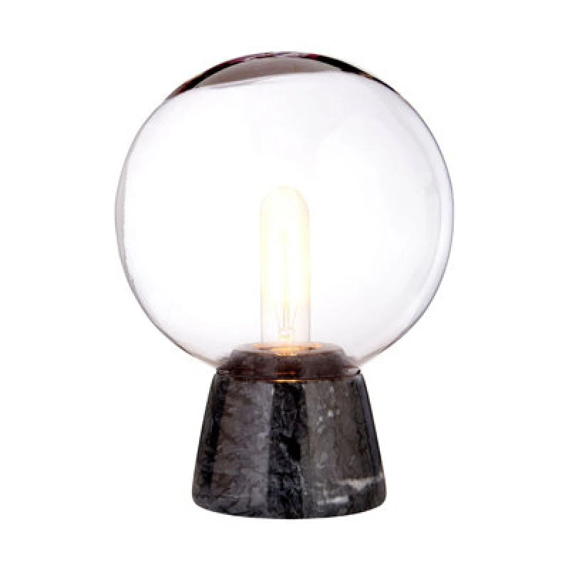 Image of Premier Housewares Contemporary Globe Lamp With Marble Base, Contrasting Bedside Table Light, Versatile Modern Lamp Black