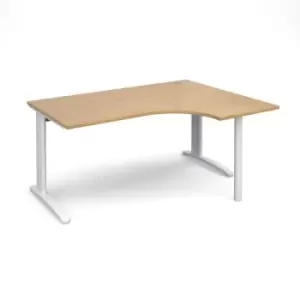 image of Office Desk Right Hand Corner Desk 1600mm Oak Top With White Frame 1200mm Depth TR10 TBER16WO