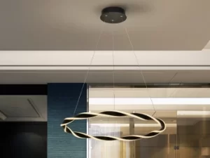 image of Trenza Integrated LED Pendant Light, Sandblasted Matt Black