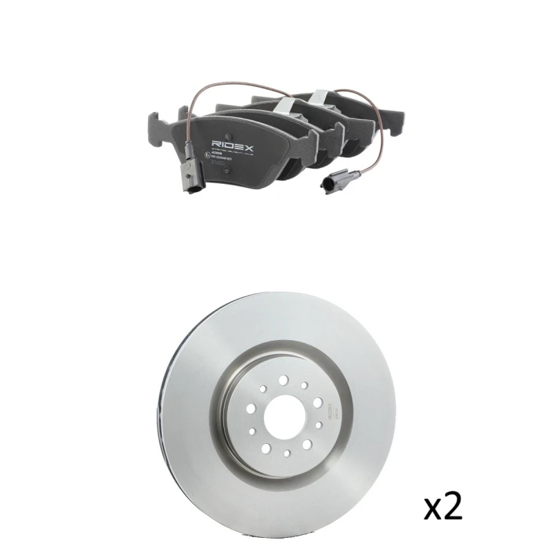Image of RIDEX 3405B3017 Brake disc and pads set Front Axle, Brake Disc Type: internally vented, incl. wear warning contact Brake Set,disc brakes (3405)