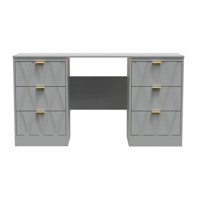 Image of Ready Assembled 2 U Washington 6 Drawer Kneehole Desk (Ready Assembled) in Grey Grey Unisex