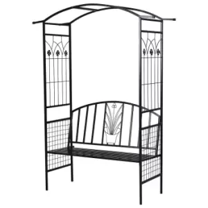 image of Alfresco Arbour Arch Loveseat, Matte Black