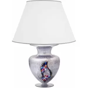 image of Kolarz ANFORA - Designer Fabric Tapered Shade Large Table Light Chrome - Kiss Silver Pattern, 1x E27