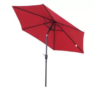 image of Outsunny 2.7 m Patio Umbrella, Aluminum Frame-Wine Red