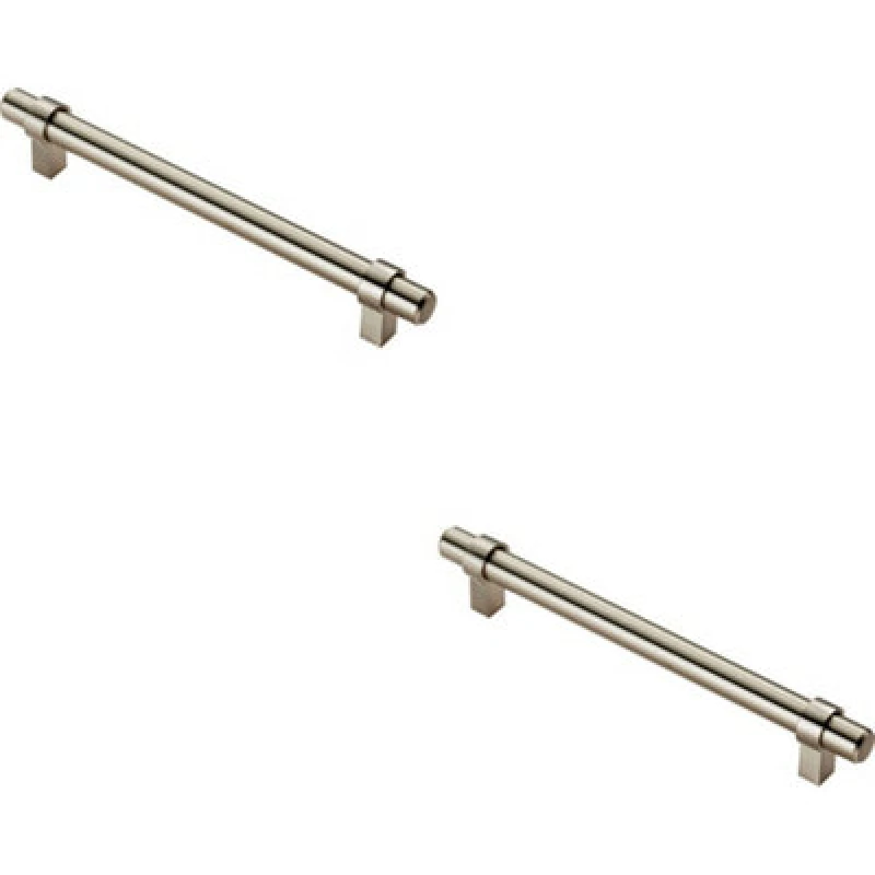 Image of Loops 2x Round T Bar Cabinet Pull Handle 200 x 14mm 160mm Fixing Centres Satin Nickel Metallics unisex