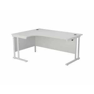 image of TC Office Start White Cantilever Frame Left Hand Crescent Desk 1600x1200mm, White