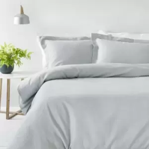 Image of The Linen Yard Waffle Double Duvet Cover Set Cotton Silver