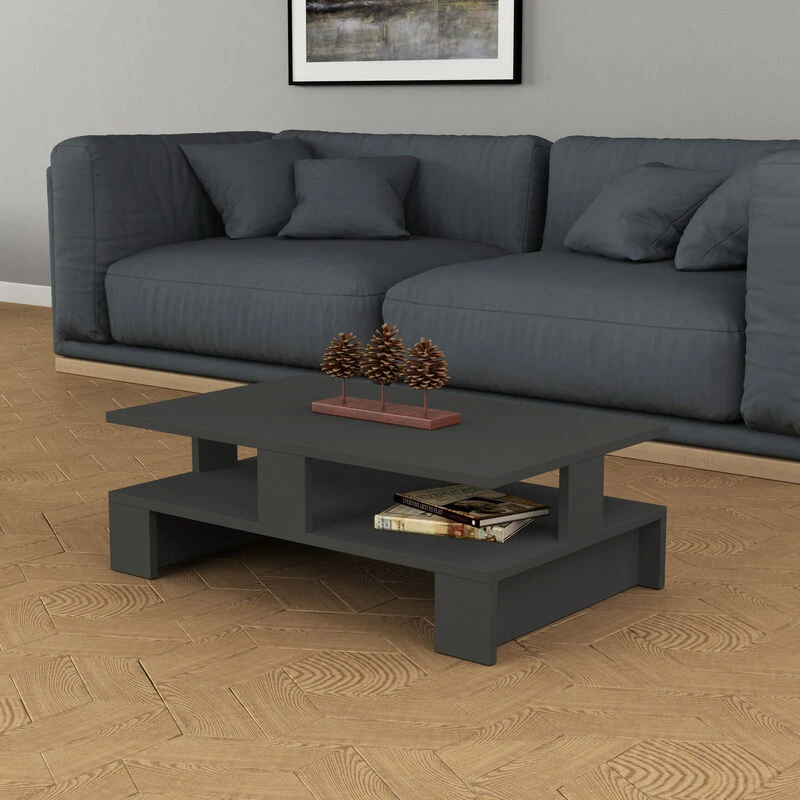 Image of DECORTIE Decortie Mansu Modern Coffee Table Multipurpose H 27.5cm - Anthracite Grey M.SH.11323.6