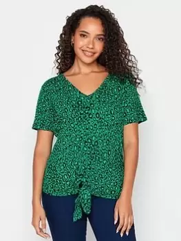 image of M&Co Green Aniaml Tie Hem Jersey Top, Green, Size 10, Women