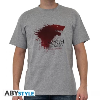 Image of Game Of Thrones - The North... Mens Large T-Shirt - Grey