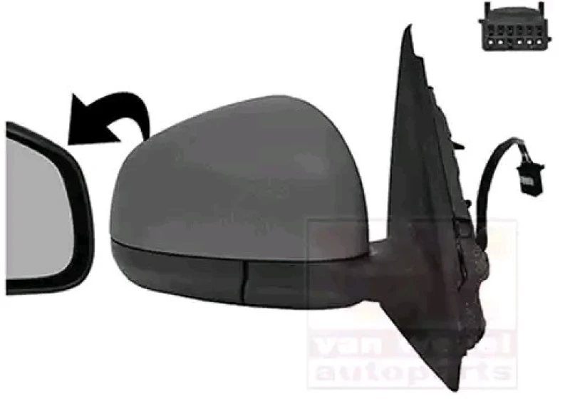 Image of VAN WEZEL 4368808 Wing mirror * HAGUS * Right, with temperature sensor, primed Outside Mirror (50)