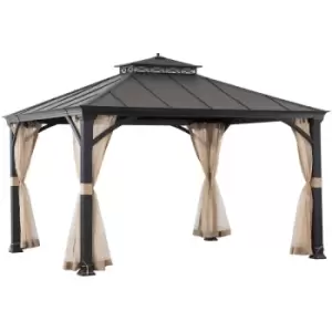 Image of Cedar wood Gazebo TORRE in Black- 385cm x 324cm