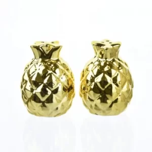 Image of Deco Glam Pineapple Shaped Salt & Pepper Shaker Gold 7cm