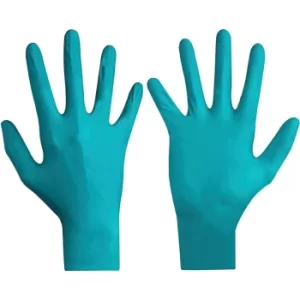 Image of Touchntuff Disposable Gloves, Green, Nitrile, Powdered, Textured Fingertips, Size 7, Pk-100