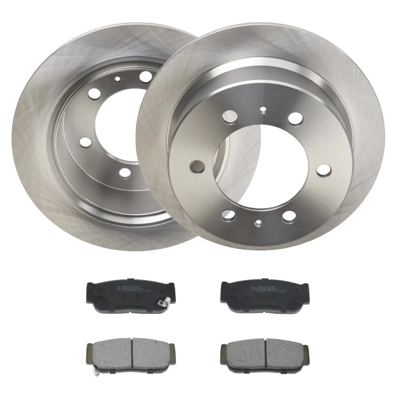 Image of RIDEX 3405B2273 Brake disc and pads set Rear Axle, Brake Disc Type: Solid, with acoustic wear warning Brake Set,disc brakes (3405)