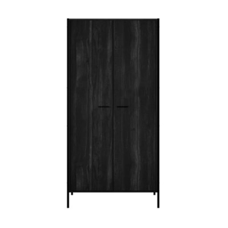 Image of LPD Hoxton 2 Door Wardrobe - Particleboard/metal - L52 X W83.8 X H180 Cm - Black Matte