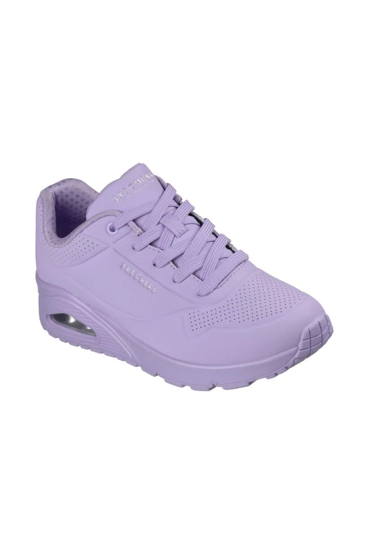Image of Skechers Womens UNO STAND ON AIR Lace Up Sneaker Purple/Lavendar in Purple Size: 5 Purple Female 5