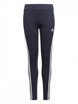 Image of adidas Junior Girls 3-Stripes Tight - Navy/White, Size 7-8 Years