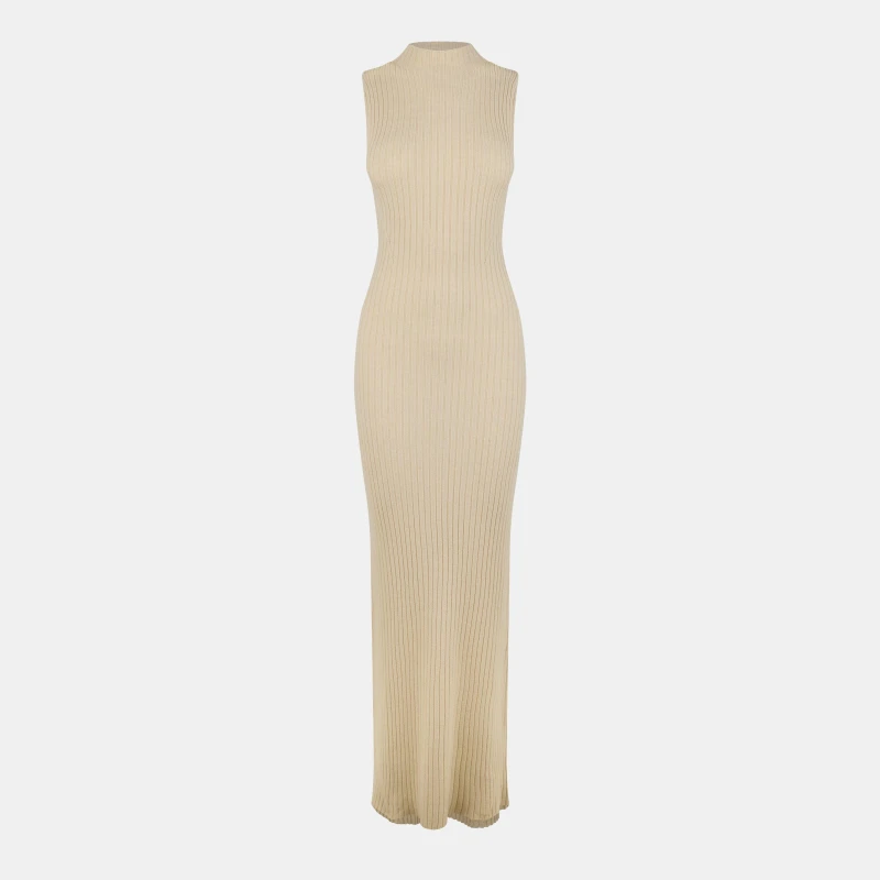 Image of Jack Wills High Neck Ribbed Maxi Dress - Green Green 6