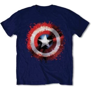 Image of Marvel Comics - Captain America Splat Shield Unisex X-Large T-Shirt - Blue