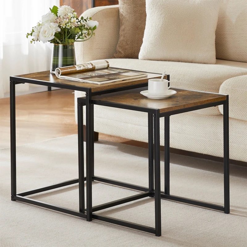 Image of Lassic Vida Designs Brooklyn Nest of 2 Tables Dark Wood unisex Set of 2