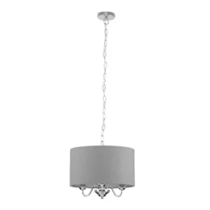 image of Rocha 3 Way Chrome Chandelier with Grey Shade