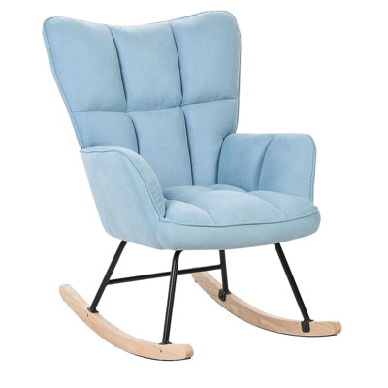 Image of Beliani Rocking Chair Oulu Fabric Light Blue