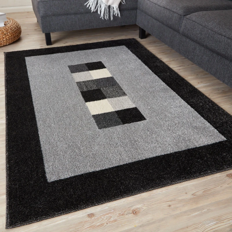 Image of THE RUGS Ephesus Collection Modern Rugs Grey Black 7439GB Size: 200cm x 290cm Black Unisex 200cm x 290 cm