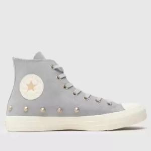 image of Converse Light Grey All Star Lift Studded Trainers