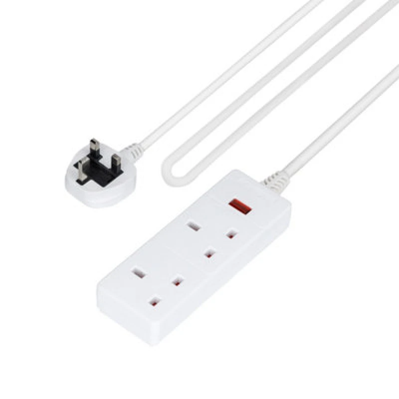 Image of Geepas 2 Gang Extension Lead, 1M Cable Neon Indicator Light