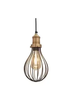 Image of Brooklyn Balloon Cage Pendant, 6 Inch, Pewter, Brass Holder