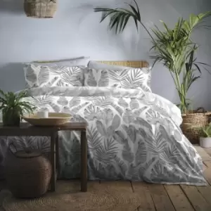 Image of Dreams & Drapes Tahiti Floral Print Easy Care Duvet Cover Set, Grey, King
