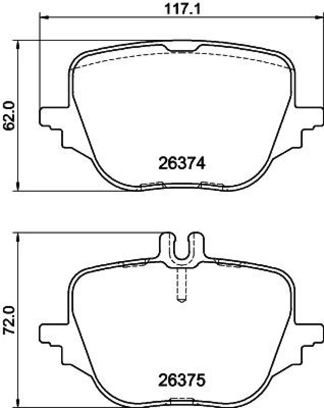 Image of HELLA Brake pad set HELLA 8DB 355 041-021