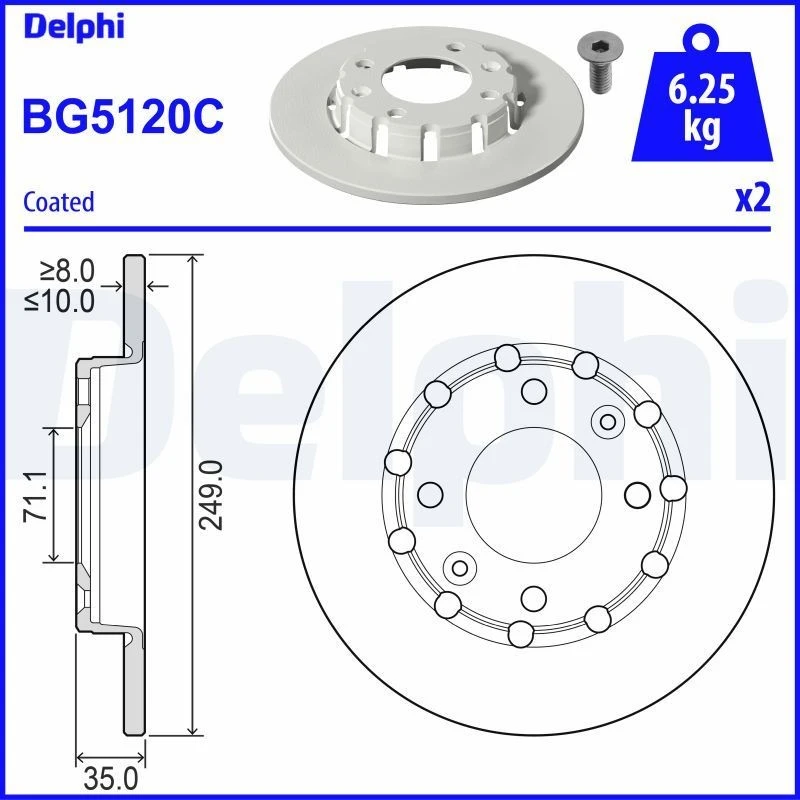 Image of DELPHI Brake disc DELPHI BG5120C